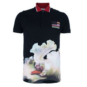 Givenchy Contrast Collar Floral Polo Shirt Large
